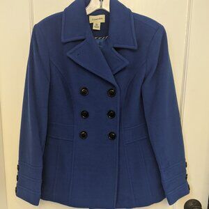 St. John’s Bay Small Wool Cashmere Double Breasted Long Sleeve Pea Coat Lined